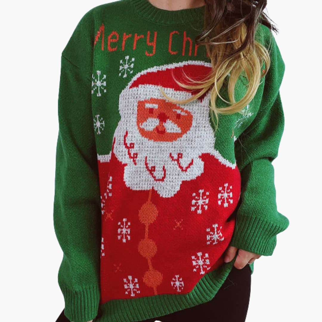 Weihnachtspullover für Damen mit festlichem Weihnachtsmann-Motiv 4