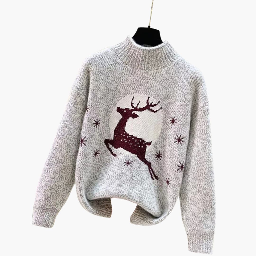 Weihnachtspullover für Damen mit hohem Kragen 1