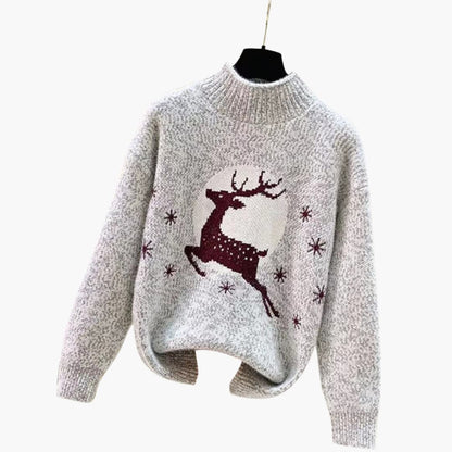 Weihnachtspullover für Damen mit hohem Kragen 1