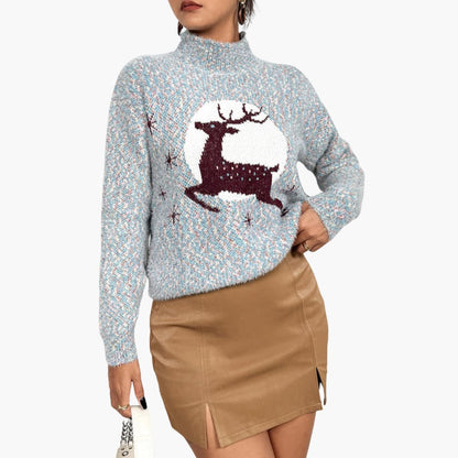 Weihnachtspullover für Damen mit hohem Kragen 5