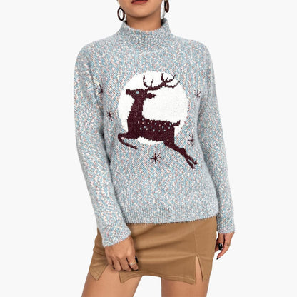 Weihnachtspullover für Damen mit hohem Kragen 6