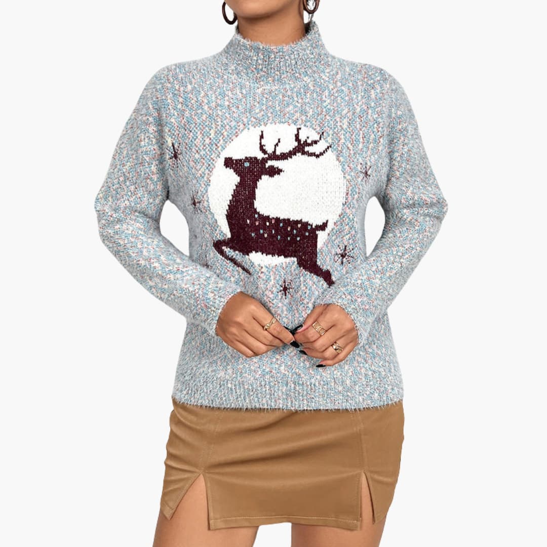 Weihnachtspullover für Damen mit hohem Kragen 7