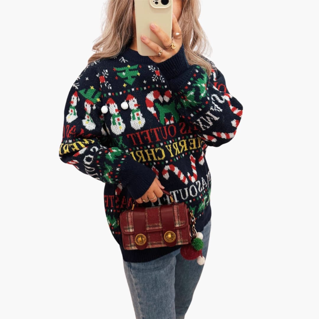 Weihnachtspullover für Damen mit nordischem Design 0