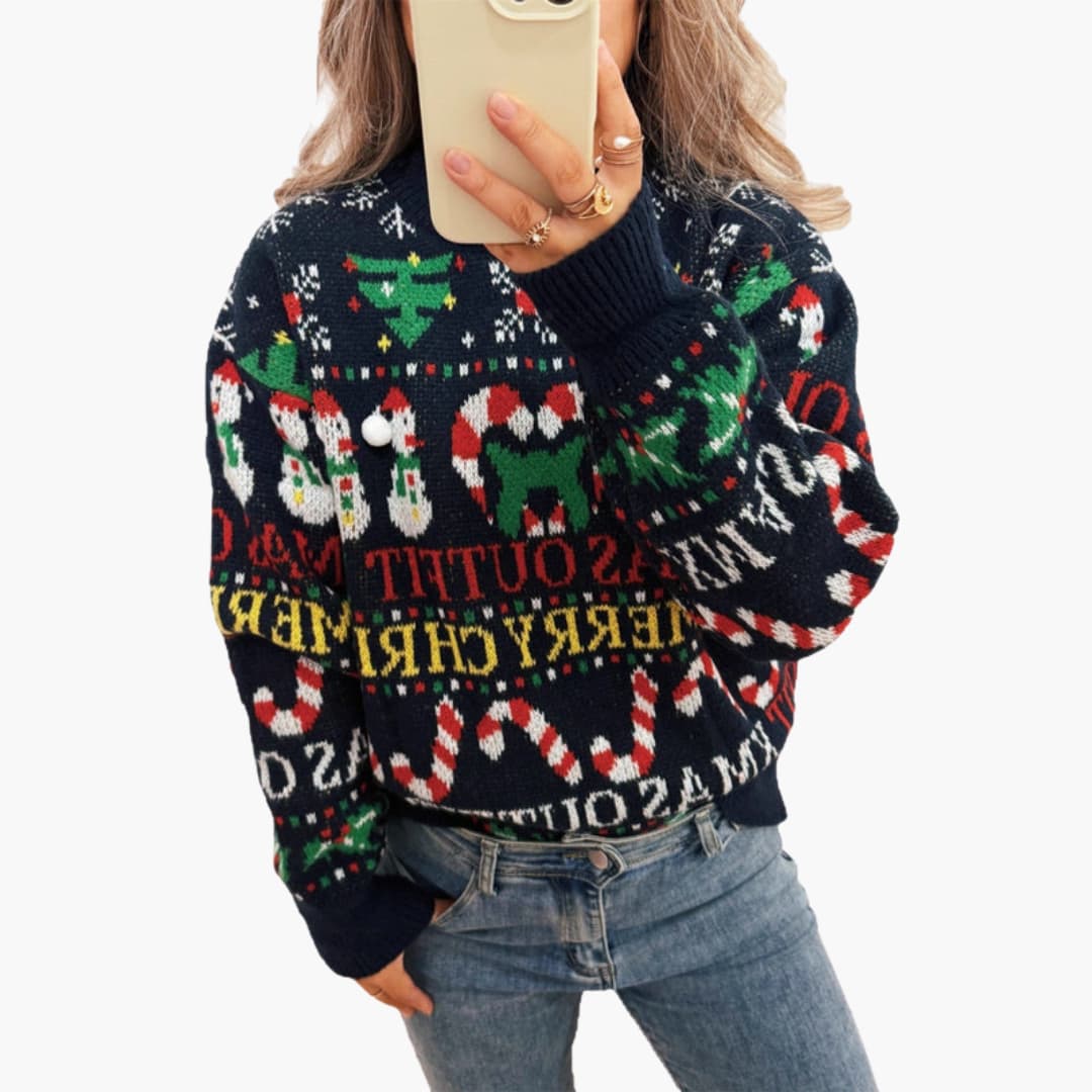 Weihnachtspullover für Damen mit nordischem Design 1