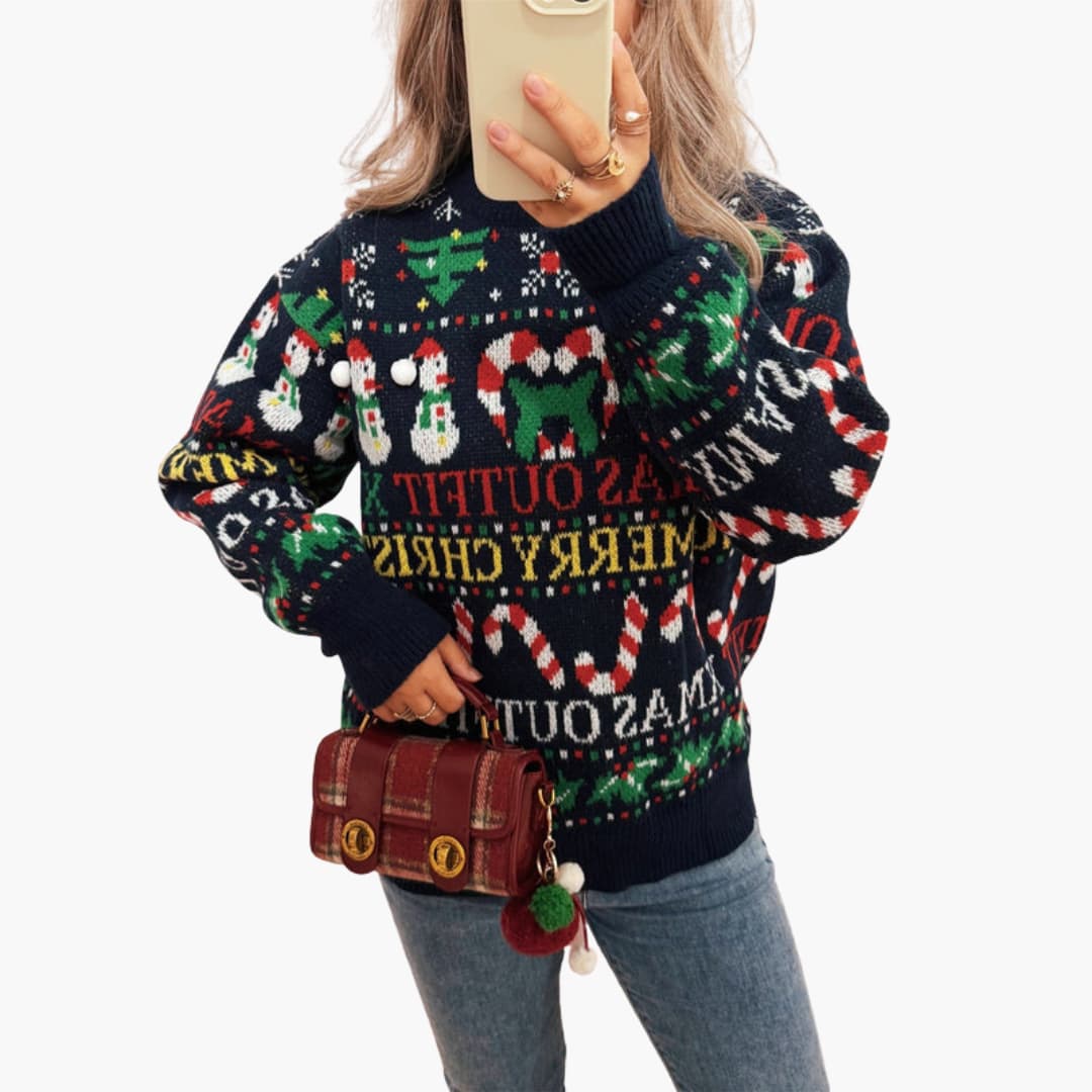 Weihnachtspullover für Damen mit nordischem Design 4