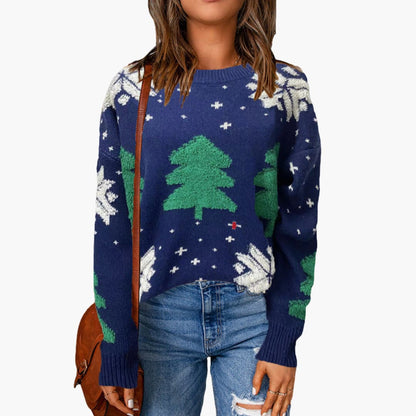 Weihnachtspullover für Damen mit saisonalem Baumdesign 1