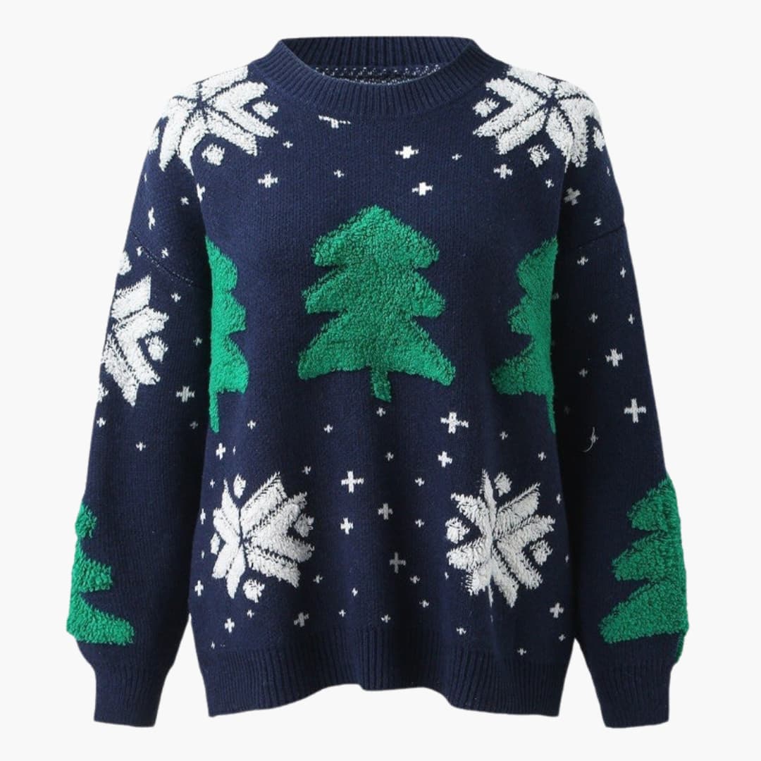 Weihnachtspullover für Damen mit saisonalem Baumdesign 2