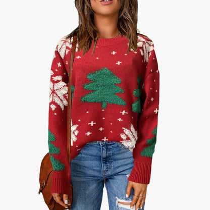 Weihnachtspullover für Damen mit saisonalem Baumdesign 3