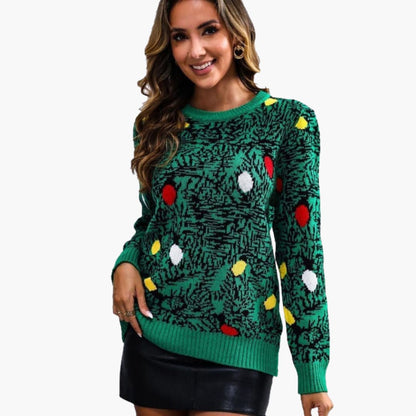 Weihnachtspullover für Damen mit verspieltem Baumdesign 0