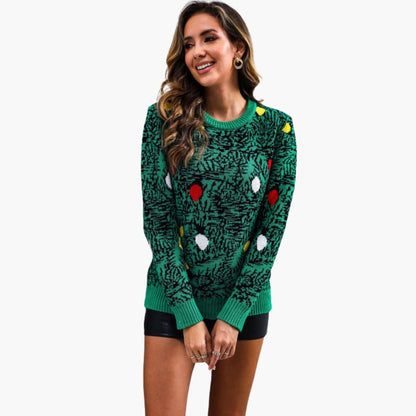 Weihnachtspullover für Damen mit verspieltem Baumdesign 1