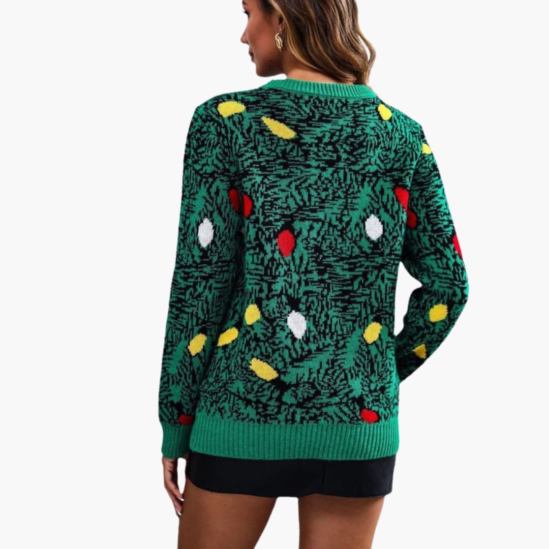 Weihnachtspullover für Damen mit verspieltem Baumdesign 2