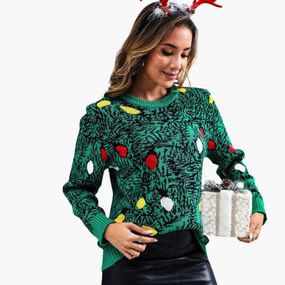 Weihnachtspullover für Damen mit verspieltem Baumdesign 4