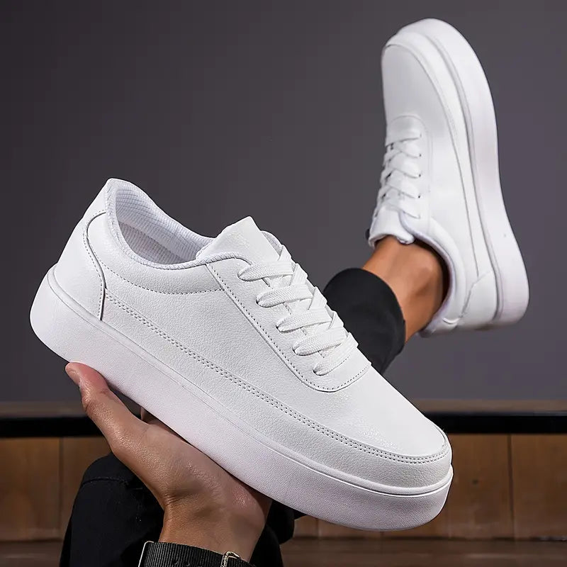 Weiße Herren Sneaker Lässig Schnüren Alltagsschuh - BerlinGlamour