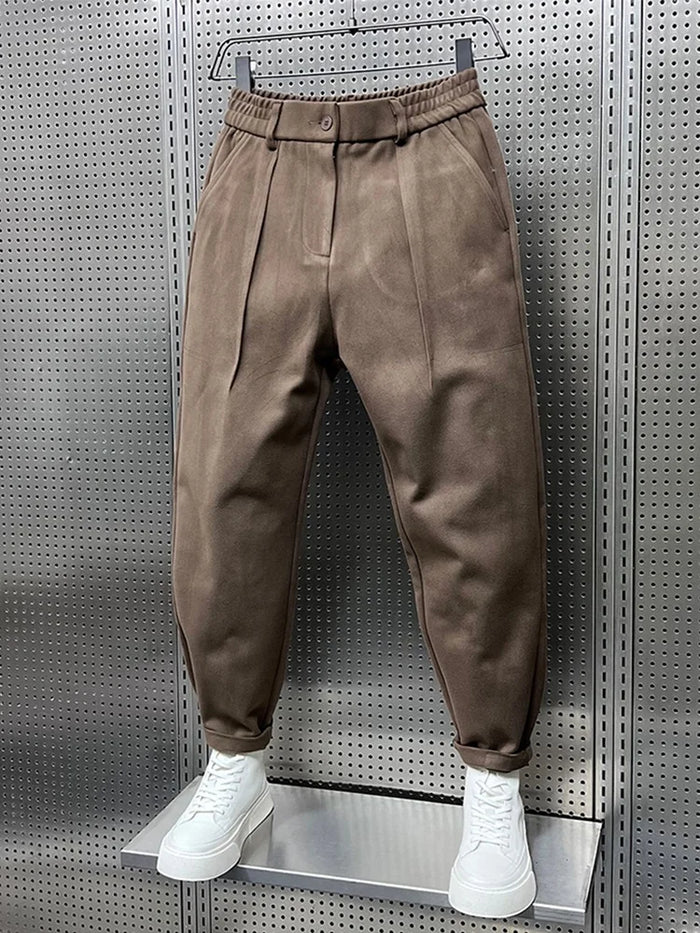 Weite Hosen – Wollmischung – Plissee – Verengte Hosen – Herrenhosen-Chaps Herrenmode