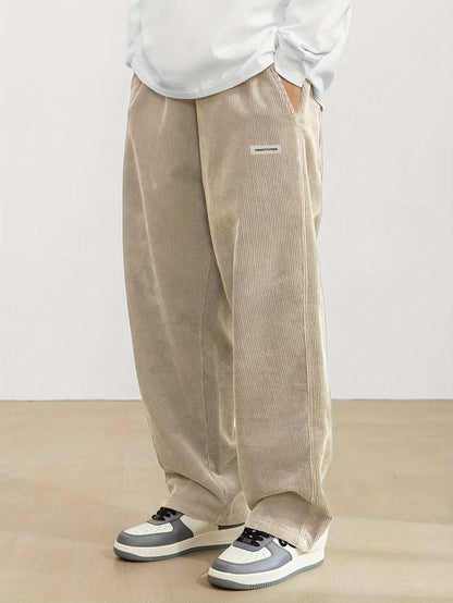 Weite Hosen – gerippt – lockere Passform – Cordhosen – Herrenhosen-Aprikose-S-Chaps Herrenmode