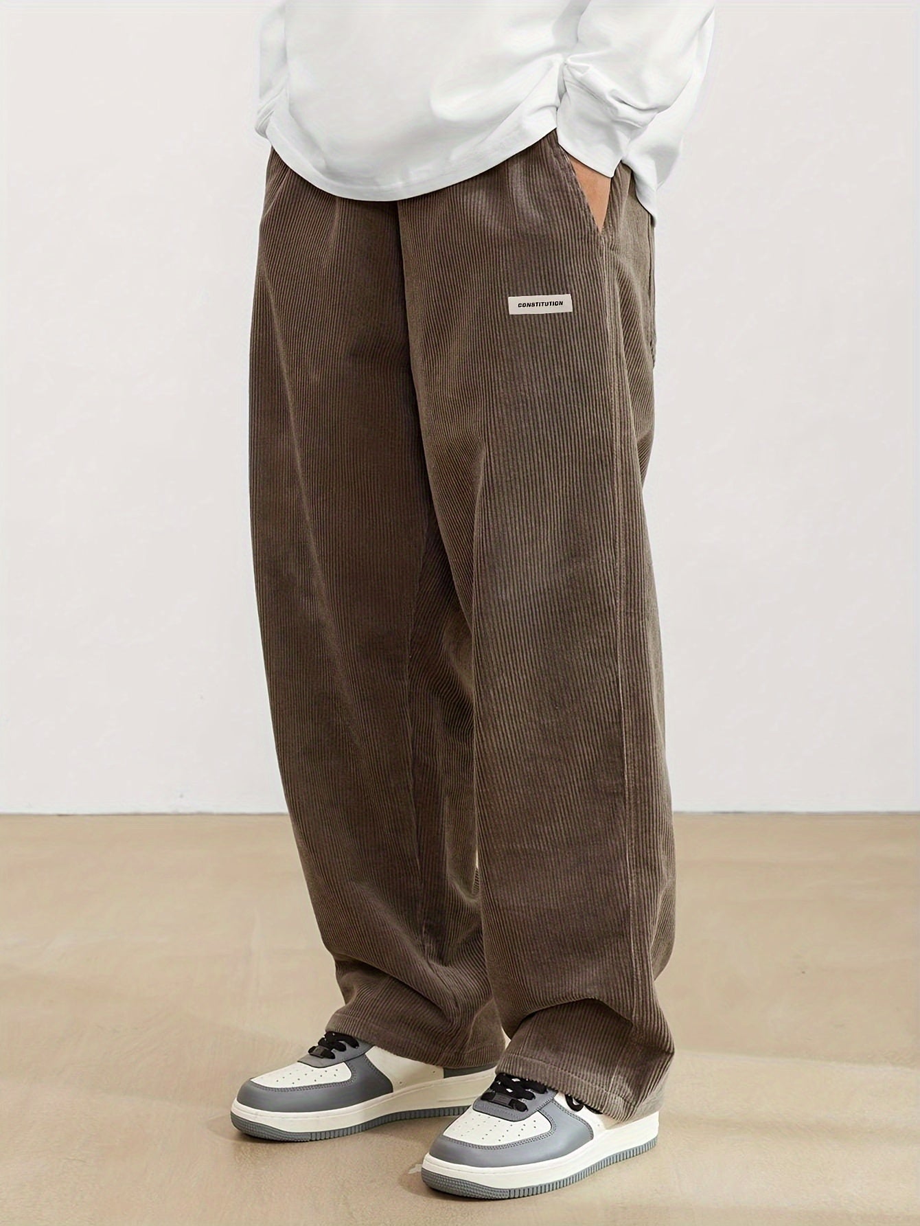 Weite Hosen – gerippt – lockere Passform – Cordhosen – Herrenhosen-Braun-S-Chaps Herrenmode