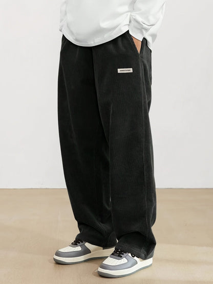 Weite Hosen – gerippt – lockere Passform – Cordhosen – Herrenhosen-Schwarz-S-Chaps Herrenmode