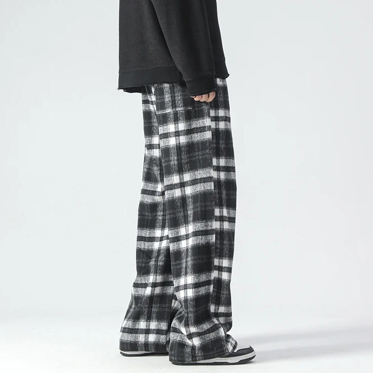 Weite Hosenbeine - Kariert - Relaxed Fit - Loose Fit Hosen - Herrenhosen-Chaps Herrenmode