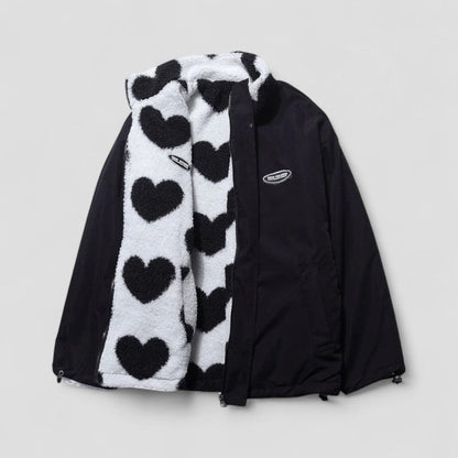 Wendbare Pufferjacke mit Futter mit Herz-Print 2