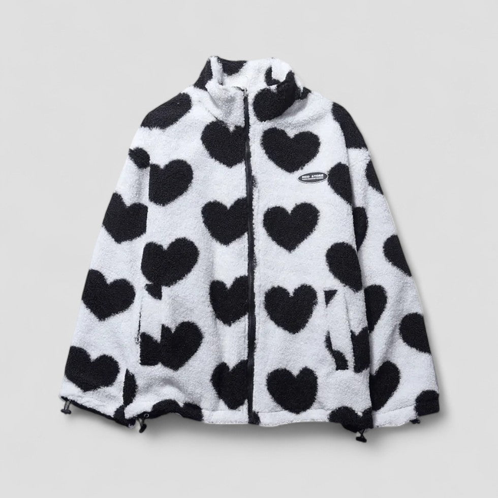 Wendbare Pufferjacke mit Futter mit Herz-Print 3