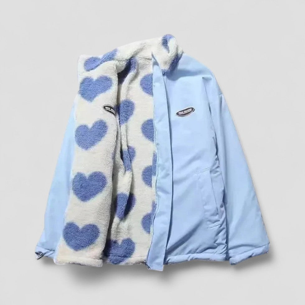 Wendbare Pufferjacke mit Futter mit Herz-Print 4