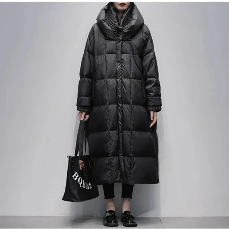 Lange Winterjacke Daunen Puffer Warm