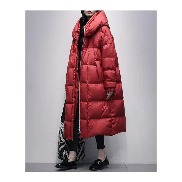Lange Winterjacke Daunen Puffer Warm