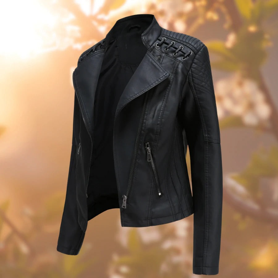 Lederjacke Damen Elegant Zeitlos Schwarz