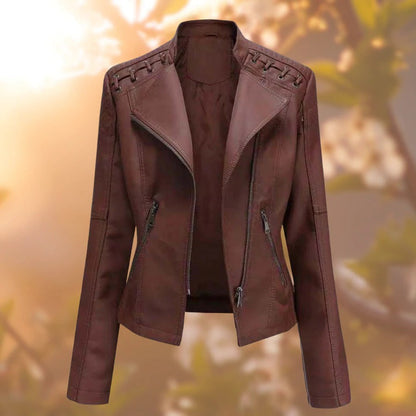 Lederjacke Damen Elegant Zeitlos Schwarz