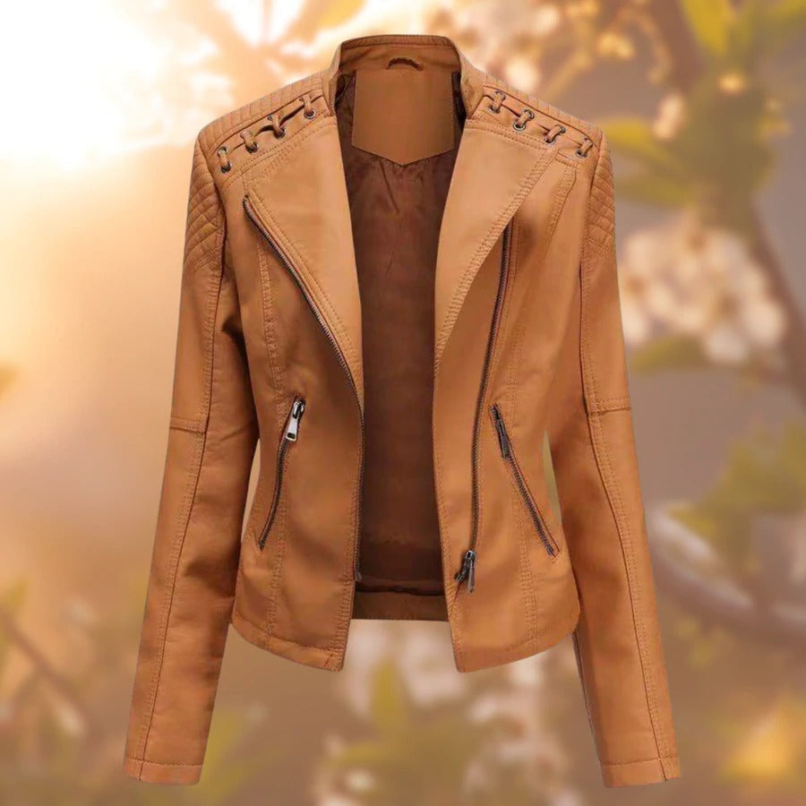 Lederjacke Damen Elegant Zeitlos Schwarz