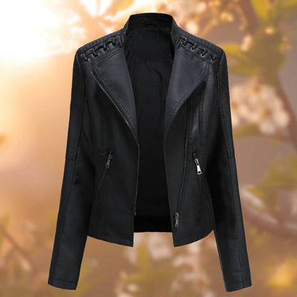 Lederjacke Damen Elegant Zeitlos Schwarz