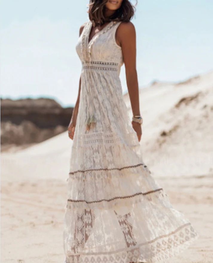 Damen Maxikleid Boho Chic Sommerkleid Lang