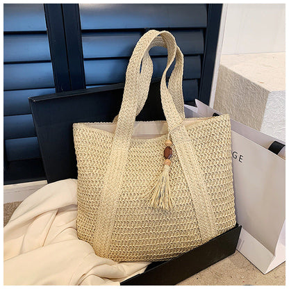 Stroh-Tasche Sommer Lässig Strandtasche Natürlich