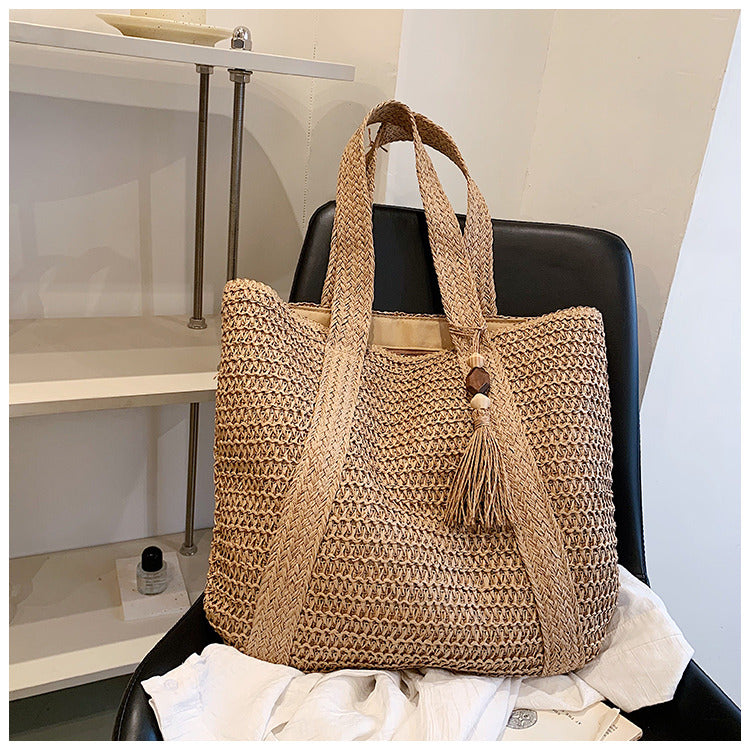 Stroh-Tasche Sommer Lässig Strandtasche Natürlich - BerlinGlamour