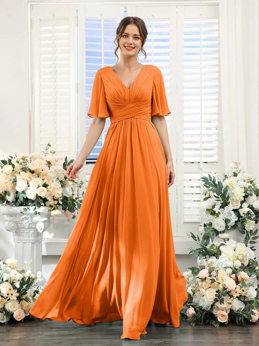 Elegantes Damenkleid mit V-Ausschnitt Chiffon - BerlinGlamour