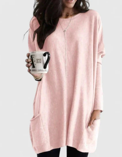 Damen Tunikakleid Lässig Langarm Sommerkleid - BerlinGlamour