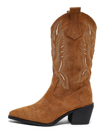 Cowboy-Stiefel Damen Blockabsatz Stickerei Western boots