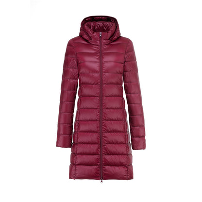 Damen Steppjacke Lang mit Kapuze Warm