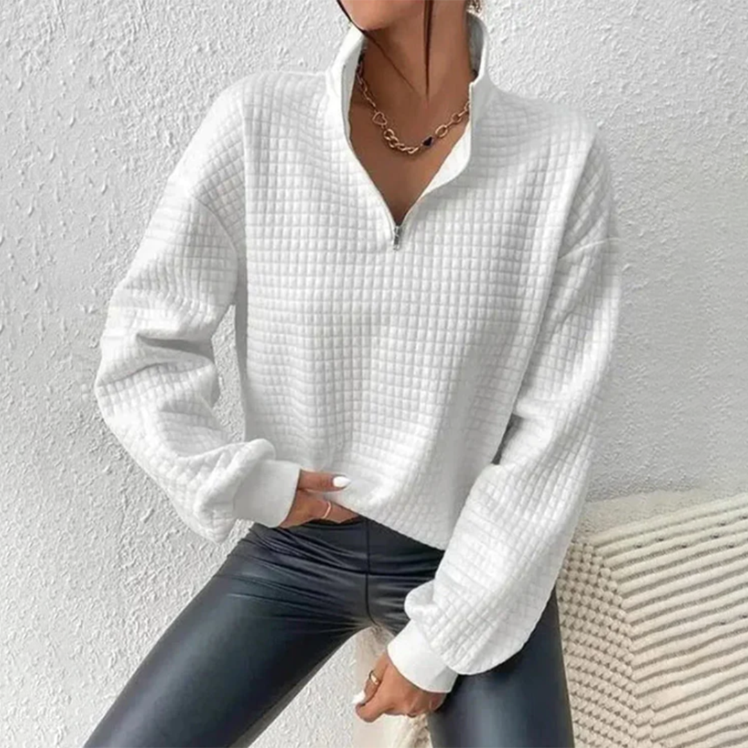 Damen Pullover Reißverschluss Modern Glitter