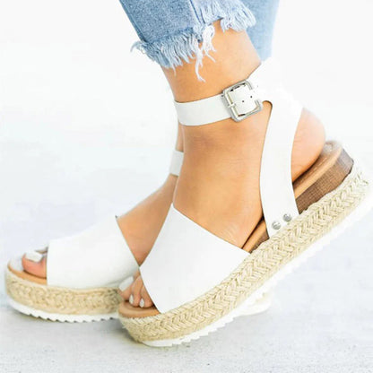 Damen Sandalen Espadrille Sohle Verstellbarer Riemen