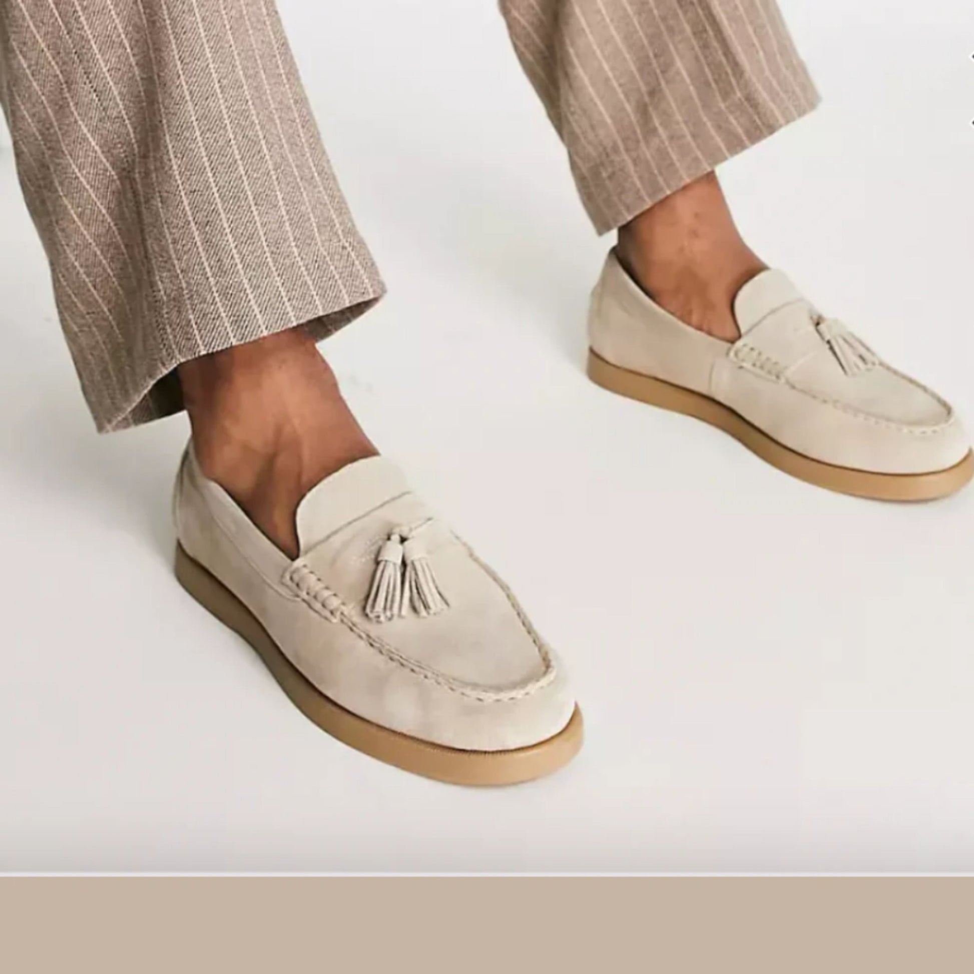 Beige Herren Loafers Wildleder Rutschfest Schuhe - BerlinGlamour