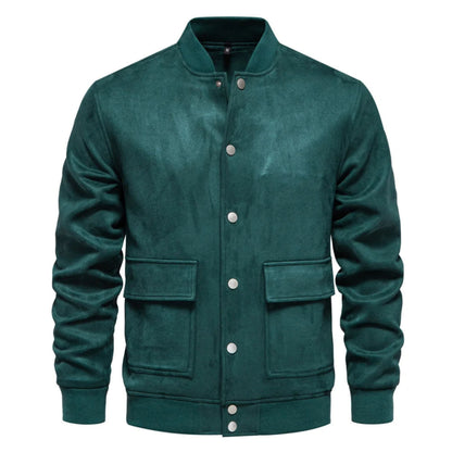 Herren Wildlederjacke Slim Fit Button Up Dunkelbraun - BerlinGlamour