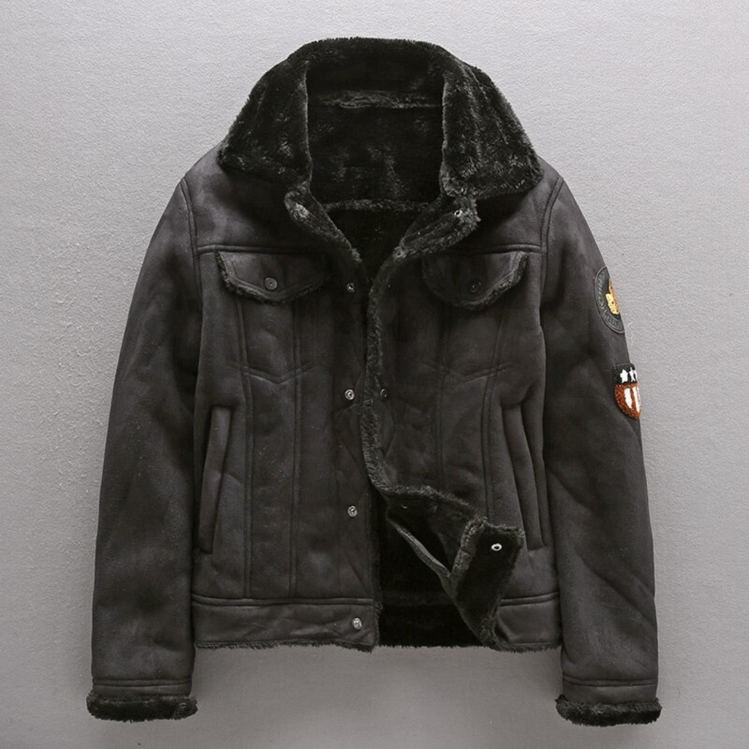 Herren Winterjacke Wildleder Fleece Biker - BerlinGlamour