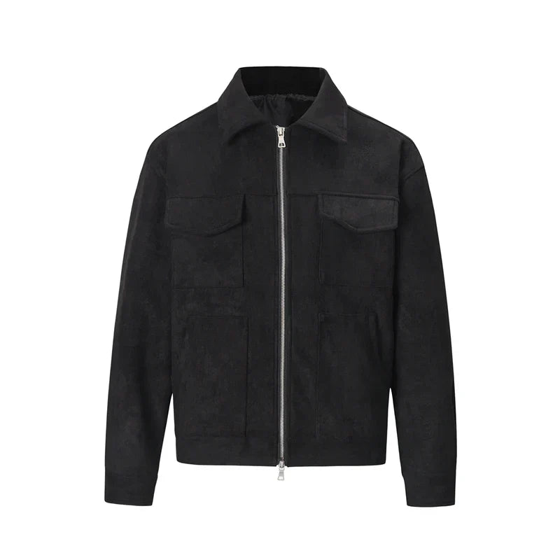 Wildlederjacke – Herren-Lederjacke mit Reißverschluss und Taschen-Chaps Herrenmode
