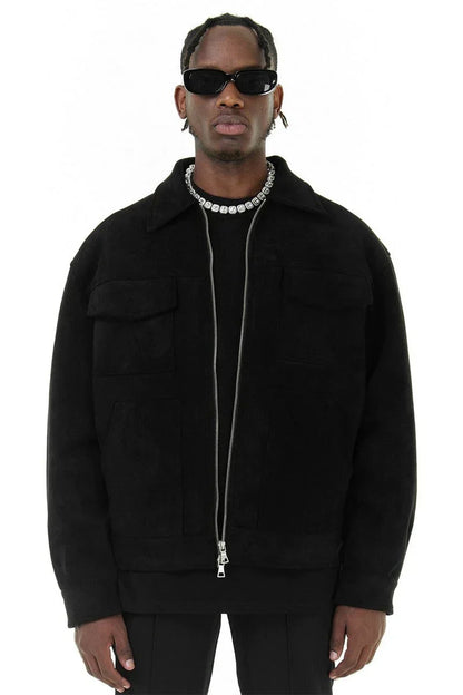 Herren Lederjacke Wildleder Reißverschluss Schnitt - BerlinGlamour