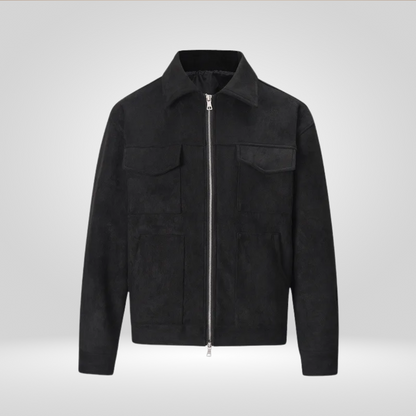 Wildlederjacke - Herrenjacke mit Reißverschluss und Kragen mit Taschen-Chaps Herrenmode