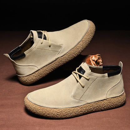 Wildlederschuhe – Strukturierte Sohle – Schnürschuhe – Desert Shoes – Herrenschuhe-Beige-37-Chaps Herrenmode