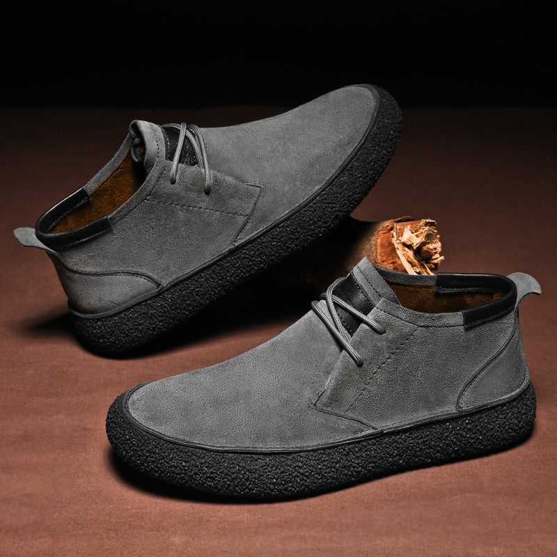 Wildlederschuhe – Strukturierte Sohle – Schnürschuhe – Desert Shoes – Herrenschuhe-Grau-37-Chaps Herrenmode