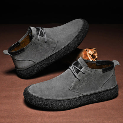 Wildlederschuhe – Strukturierte Sohle – Schnürschuhe – Desert Shoes – Herrenschuhe-Grau-37-Chaps Herrenmode