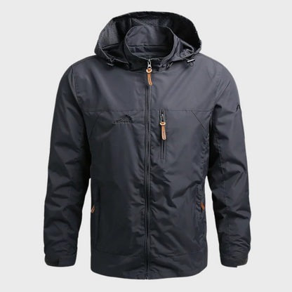 Windbreaker Jacke | Wasserdicht | Kapuzenjacke | Parka Jacke | Herrenjacken-Grau-M-Chaps Herrenmode